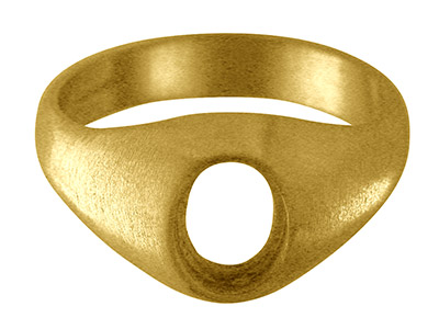 9ct Yellow Gold Rubover Ring       Single Stone Oval Hallmarked Stone Size 10x8mm Size S Open Back And   Hollowed Shoulder