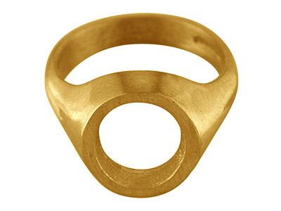 9ct Yellow Gold Rubover Ring       Single Stone Oval Hallmarked Stone Size 12x10mm Size Q Open Back And  Solid Shoulders - Standard Image - 1