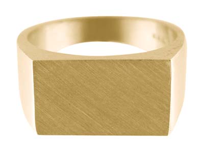 9ct Yellow Gold Initial Ring        Rectangular 18x10mm Hallmarked Head Depth 1.75mm Size R, 100% Recycled  Gold - Standard Image - 1