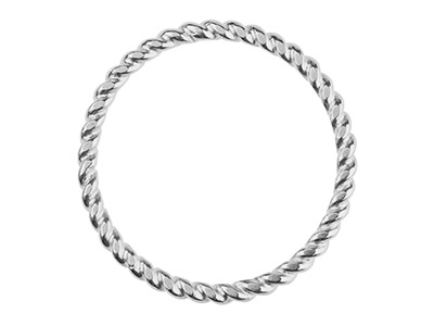 9ct White Gold Twist Band Ring     1.6mm Wide Hallmarked Size O - Standard Image - 2