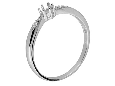 9ct White Gold Semi Set            Diamond Ring Mount Hallmarked 6    Round Total 0.03ct Centre To       Accommodate 2.5mm - Standard Image - 2