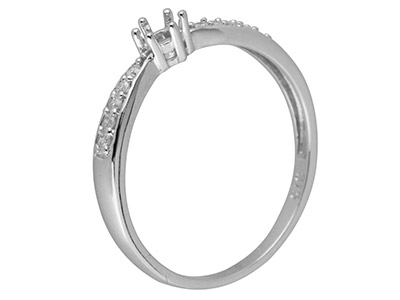 9ct White Gold Semi Set            Diamond Ring Mount Hallmarked 10   Round Total 0.10ct. Centre To      Accommodate 3.5mm - Standard Image - 2