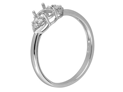 9ct White Gold Semi Set            Diamond Ring Mount Hallmarked 6    Round Total 0.10ct Centre To       Accommodate 6x4mm Oval - Standard Image - 2
