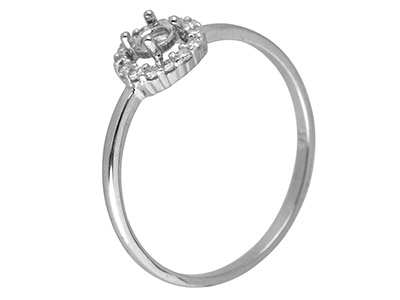 9ct White Gold Semi Set            Diamond Ring Mount Hallmarked 14   Round Total 0.10ct Centre To       Accommodate 3.0mm - Standard Image - 2