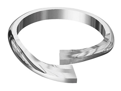 9ct White Gold Medium Straight     Crossover Ring Shank Size M - Standard Image - 2