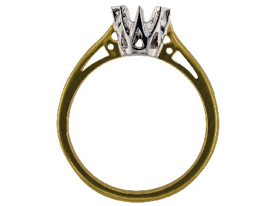 18ct Yellow & White Ss Ring,5mm,8 Claw Setting Size N