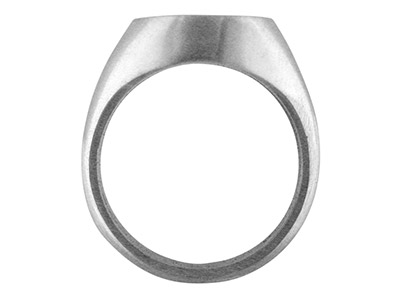 Sterling Silver Rubover Ring Mount  Oval Hallmarked Stone Size 16x12mm, Finger Size R, Solid Head And       Hollowed Shoulders - Standard Image - 2