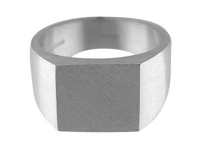 Sterling Silver Initial Square Ring Hallmarked 12x12mm Head Depth 2.8mm Size T - Standard Image - 1
