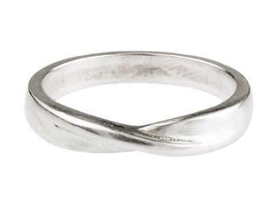 Sterling Silver Crossover Ring     3.5mm Wide Hallmarked Size N