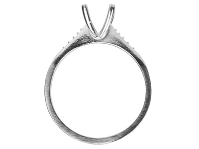 Silver Square Centre Stone With Set Shoulders Ring Mount 75pt