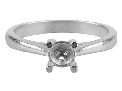 Sterling Silver Round 4 Claw Double Bezel Ring Hallmarked 4.5mm 33pt    Size M - Standard Image - 1