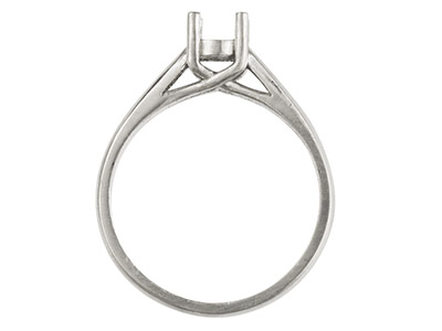 Sterling Silver Round 4 Claw       Crossover Ring MOUNT Hallmarked    6.0mm Size M - Standard Image - 2