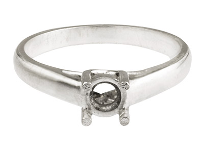 Platinum Round 4 Claw Crossover    Ring 5.0mm Hallmarked Size M