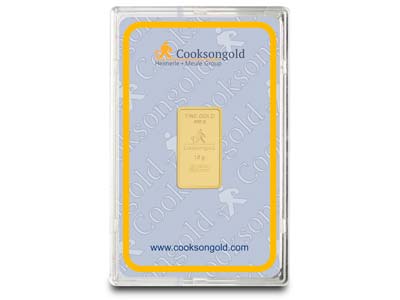 Fine Gold Bar 10gm Stamped UK       Design, Certified And Supplied In A Blister Pack, 100% Recycled Gold - Standard Image - 1