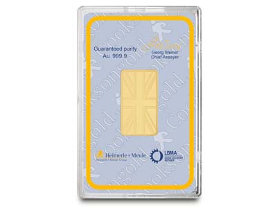 Fine Gold Bar 20gm Stamped UK       Design, Certified And Supplied In A Blister Pack, 100% Recycled Gold - Standard Image - 2