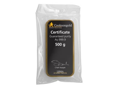 Fine Gold Bar 500gm Cast UK Design  With A Serial Number, 100% Recycled Gold - Standard Image - 3
