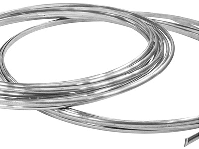 18ct White Gold D Shape Wire 4.00mm X 2.00mm 2618, Fully Annealed, 100% Recycled Gold - Standard Image - 1