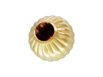Gold Filled Corrugated Round 2 Hole Bead 4mm Pack of 5