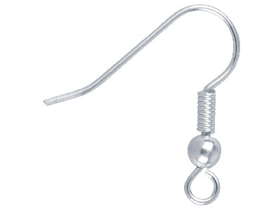 Silver Plated Bead And Loop Hook   Ear Wire Pack of 10 - Standard Image - 1