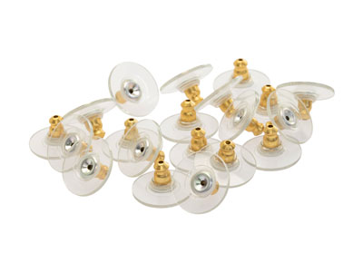 Plastic Ear Backs With Gold Plated Metal Centre Pack of 20 - Standard Image - 1