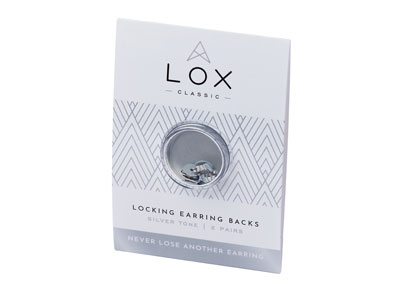 Lox Silver Tone Secure Earring     Scrolls Pack of 4