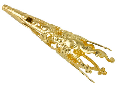 Pack of 6, Fluted Filigree Bead Cap Gold Plated 11.5 X 40.5mm