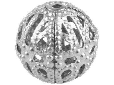 Pack of 10 10.0mm Round Filigree Beads Silver Plated
