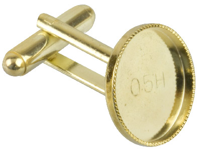 Gold Plated Cufflink With Millgrain Cup 15mm Round Pack of 6