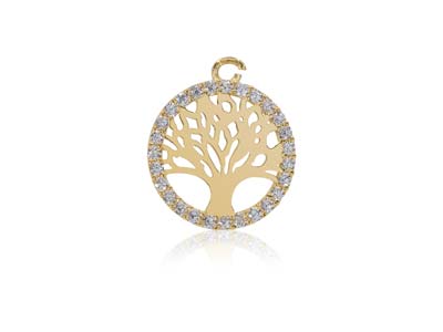 9ct Yellow Gold Tree of Life       Cubic Zirconia Set 8mm, 100%       Recycled Gold - Standard Image - 1
