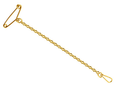 9ct Yellow Gold 1.8mm Trace         Safety Chain For Brooch With Safety Clip 6.5cm/2.6