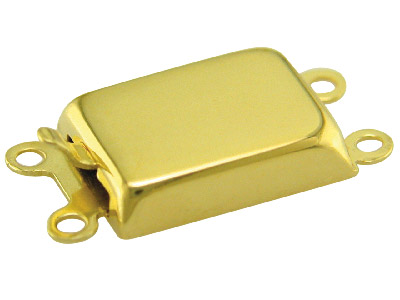 9ct Yellow 10mm 2 Row Plain .clasp 10x8mm Rectangle-plain Top