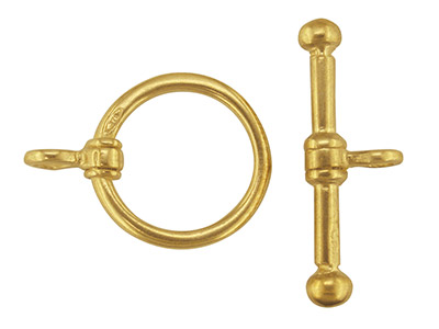 9ct Yellow Ring & Bar, Ring Diameter 9mm, Bar Diameter 15mm