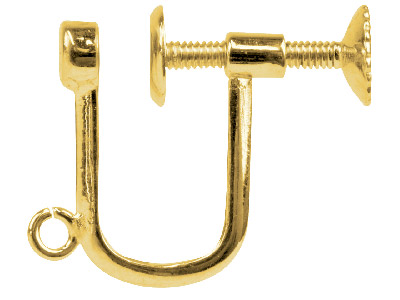 9ct Yellow Gold Ear Screw With Drop Fitting, For Non-pierced Ear, 3mm   Flat Stud,with Open Ring - Standard Image - 1