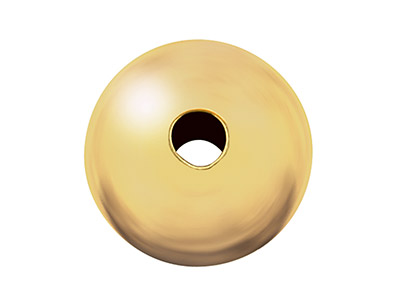 9ct Yellow Gold Plain Round 4mm 2  Hole Bead Light Weight - Standard Image - 1