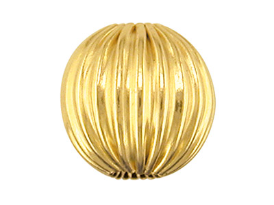 9ct Yellow Gold Corrugated Round   3mm 2 Hole Bead