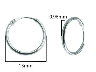 9ct White Gold Creole Hoop Earring 13mm, 100% Recycled Gold - Standard Image - 3