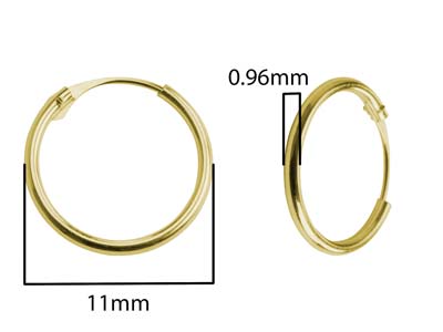 18ct Yellow Gold Sleeper Hoop      Earring 11mm, 100% Recycled Gold - Standard Image - 3