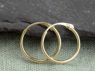 18ct Yellow Gold Sleeper Hoop      Earring 11mm, 100% Recycled Gold - Standard Image - 8