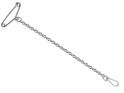18ct White Gold 1.8mm Trace        Safety Chain For Brooch With Clip  And Pin 7.0cm/2.8