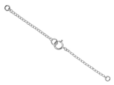 18ct White Gold 1.7mm Trace Safety Chain For Necklace With Bolt Ring  6.5cm2.6