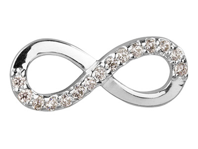 Sterling Silver Cubic Zirconia Set Infinity Connector 20mm