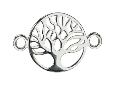 Sterling Silver Connector Tree Of  Life Classic Filigree 18mm         Pack of 5 - Standard Image - 1