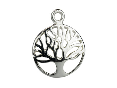 Sterling Silver Tree Of Life Domed Drop 12mm Pack of 5