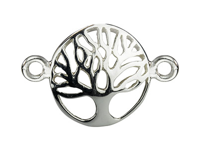 Sterling Silver Connector Tree Of  Life Domed 12mm Pack of 5