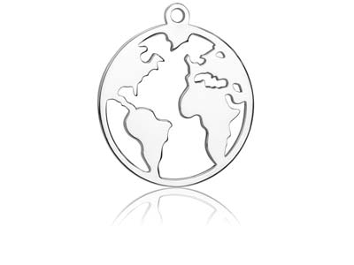 Sterling Silver World Map 15mm