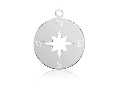 Sterling Silver Compass 16mm, 100 Recycled Silver