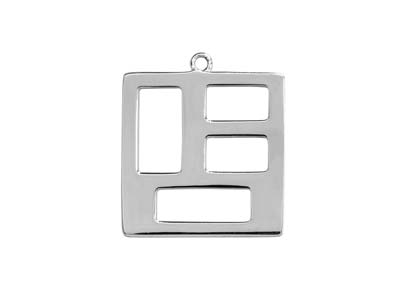 Sterling Silver Geometric Square   Connector 20mm - Standard Image - 1