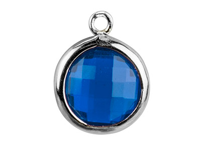 Sterling Silver Round Drop With    Swiss Blue Cubic Zirconia 8mm