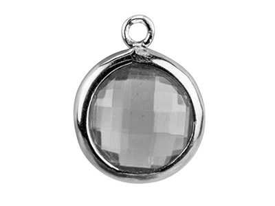 Sterling Silver Round Drop With    White Cubic Zirconia, 8mm - Standard Image - 1