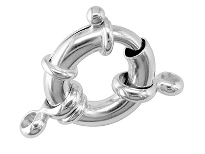 Sterling Silver Jumbo Bolt Ring     15mm, V8, 2 Moveable Double Rings   And 2 Jump Rings, Stamped stg 925